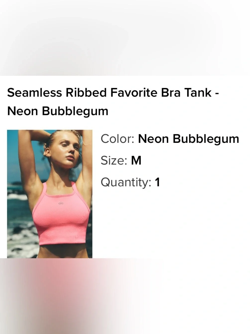 ALO Yoga Neon Pink Ribbed Seamless Sports Bra